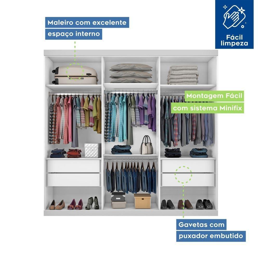 Closet Casal Sem Portas 4 Gavetas Paris Minastex Branco - 6