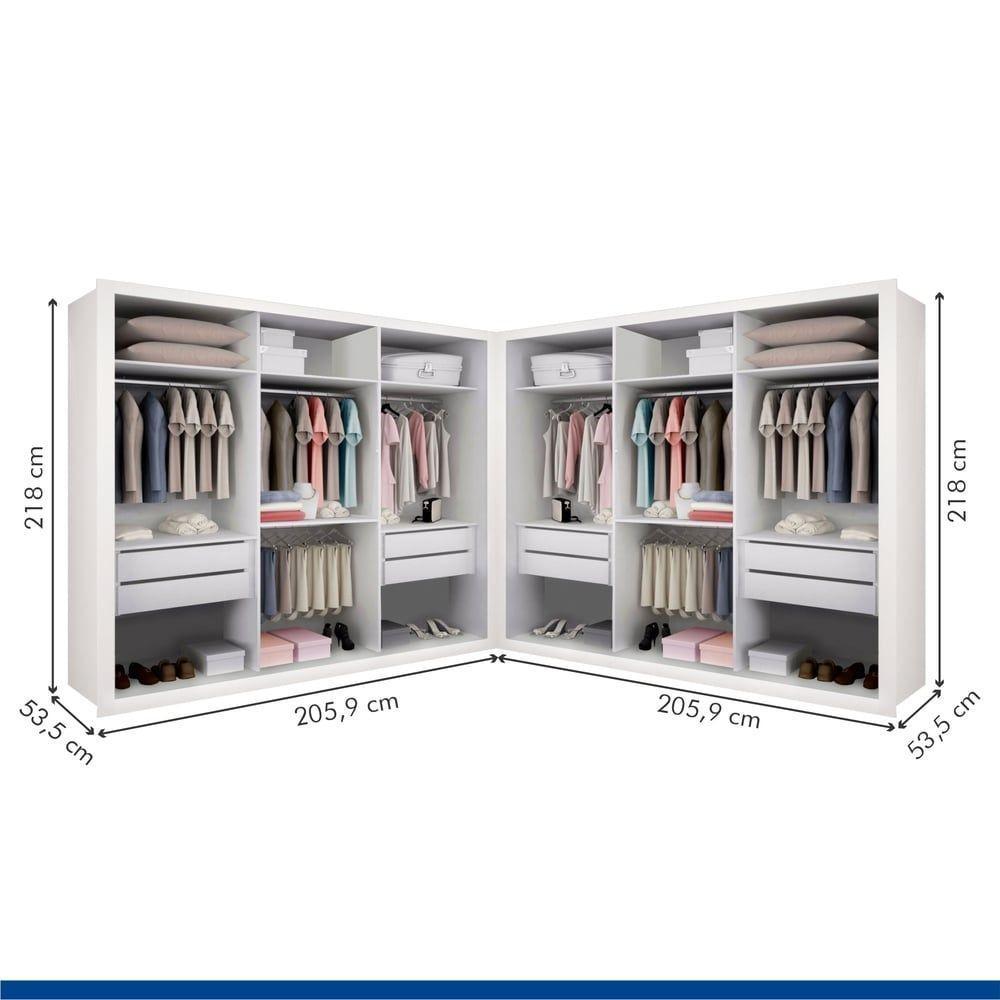 Closet Casal Sem Portas 8 Gavetas Paris Duo Premium Minastex Branco - 2