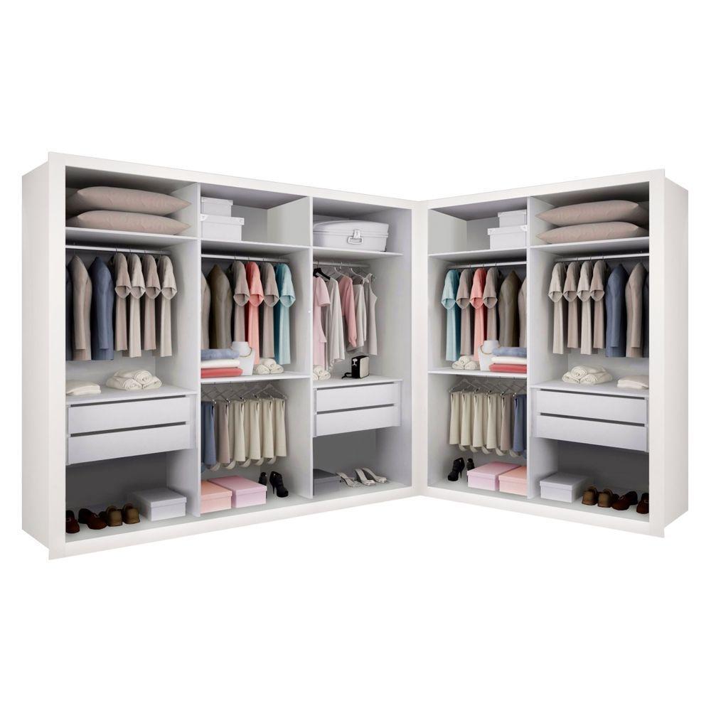 Closet Casal Sem Portas 2 Módulos 6 Gavetas França Minastex Branco - 1