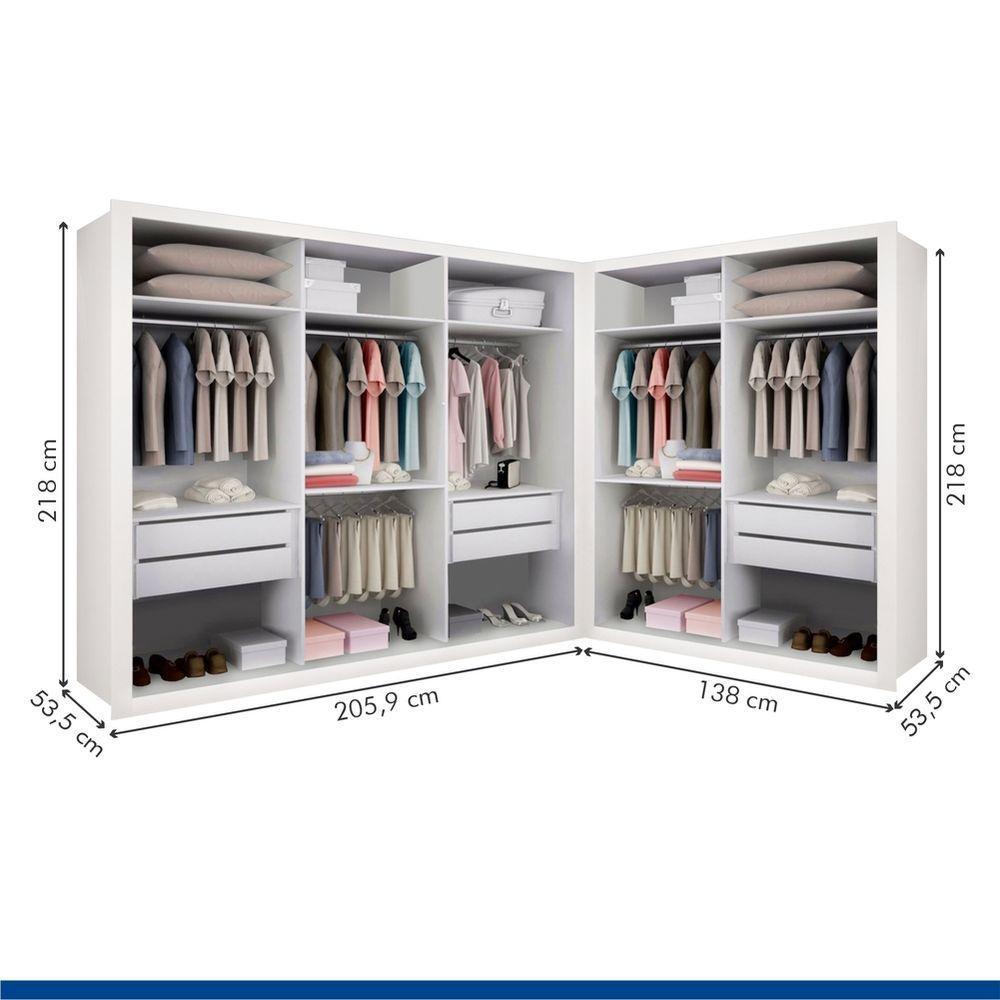 Closet Casal Sem Portas 2 Módulos 6 Gavetas França Minastex Branco - 2