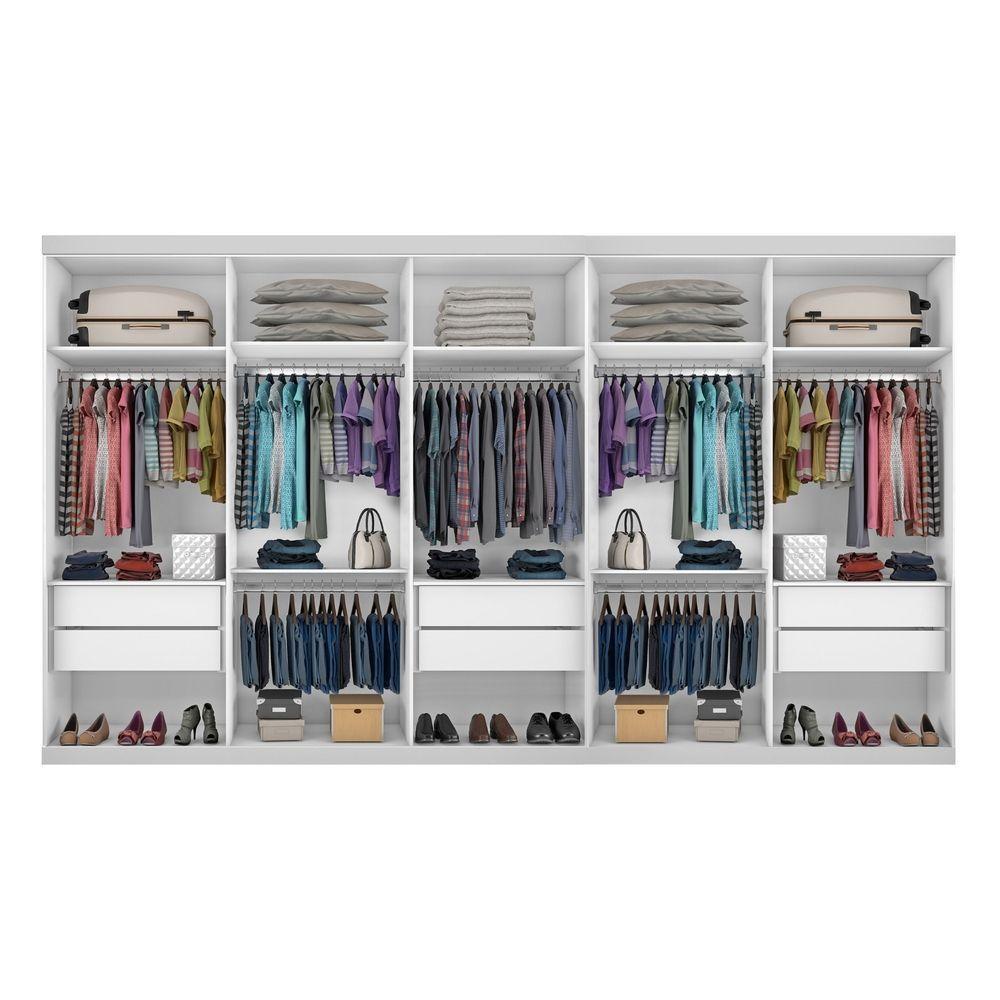 Closet Casal Sem Portas 2 Módulos 6 Gavetas França Minastex Branco - 7