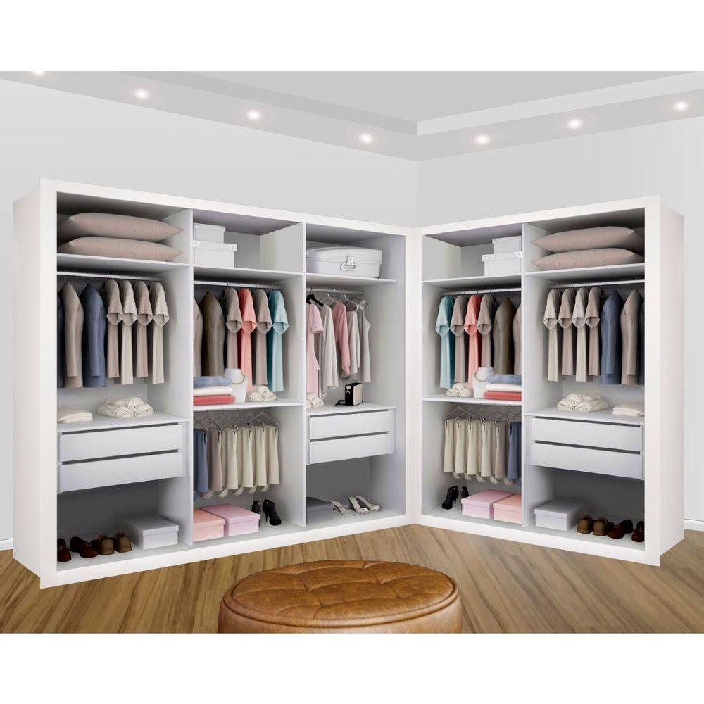 Closet Casal Sem Portas 2 Módulos 6 Gavetas França Minastex Branco - 8