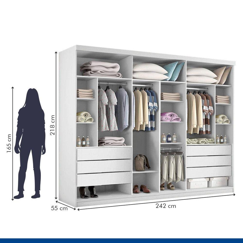 Closet Casal Sem Portas 6 Gavetas Itália Minastex Branco - 2