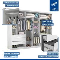 Closet Casal Sem Portas 6 Gavetas Itália Minastex Branco - 3