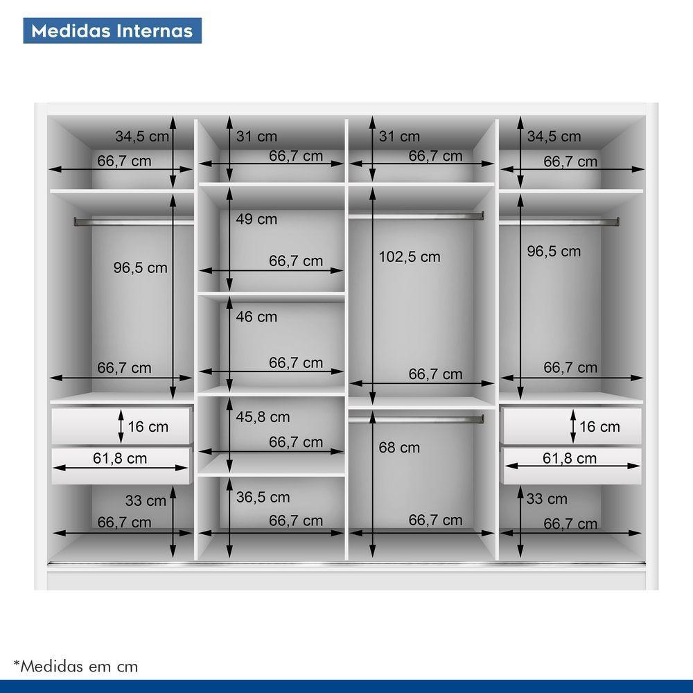 Closet Casal Sem Portas 4 Gavetas Florença Minastex Branco - 6