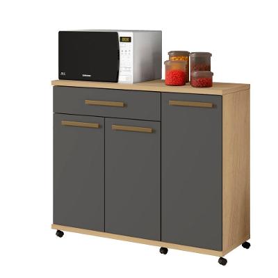 Balcão Parati 3 Portas 2 Prateleiras 1 Gaveta Arte Moveis Cinamomo-grafite