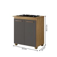 Balcão Para Cooktop 5 Bocas Fox Arte Móveis Cinamomo-grafite - 2