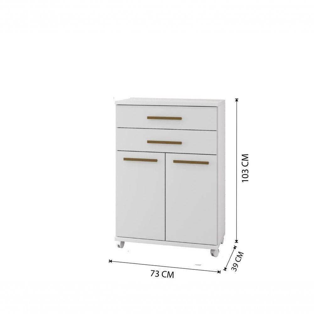 Balcão Mônaco Arte Móveis 2 Portas 2 Gaveta Flex Branco - 2