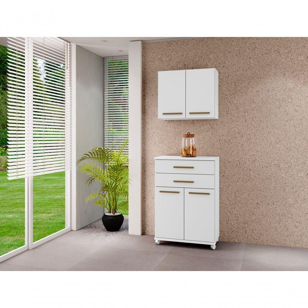 Balcão Mônaco Arte Móveis 2 Portas 2 Gaveta Flex Branco - 4