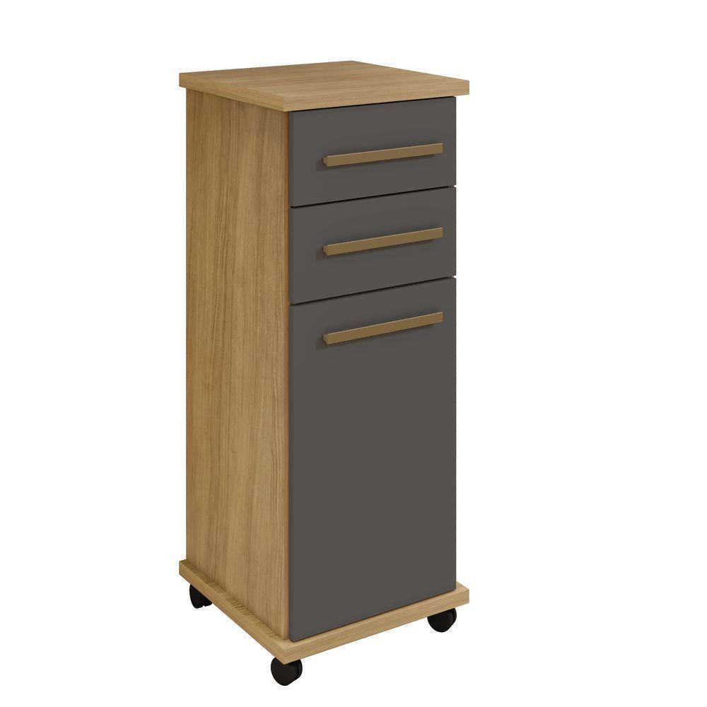 Balcão Tókio 2 Gavetas Arte Móveis Cinamomo-grafite - 1