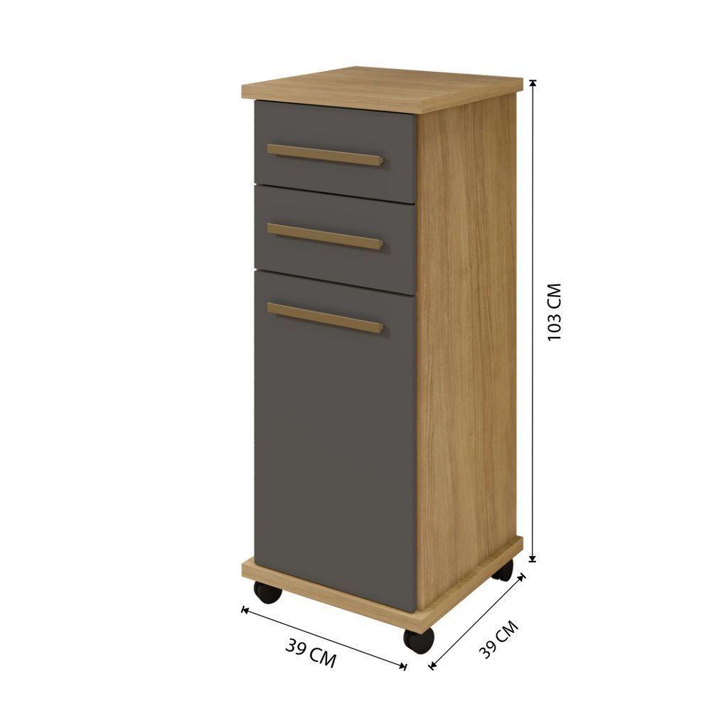 Balcão Tókio 2 Gavetas Arte Móveis Cinamomo-grafite - 2