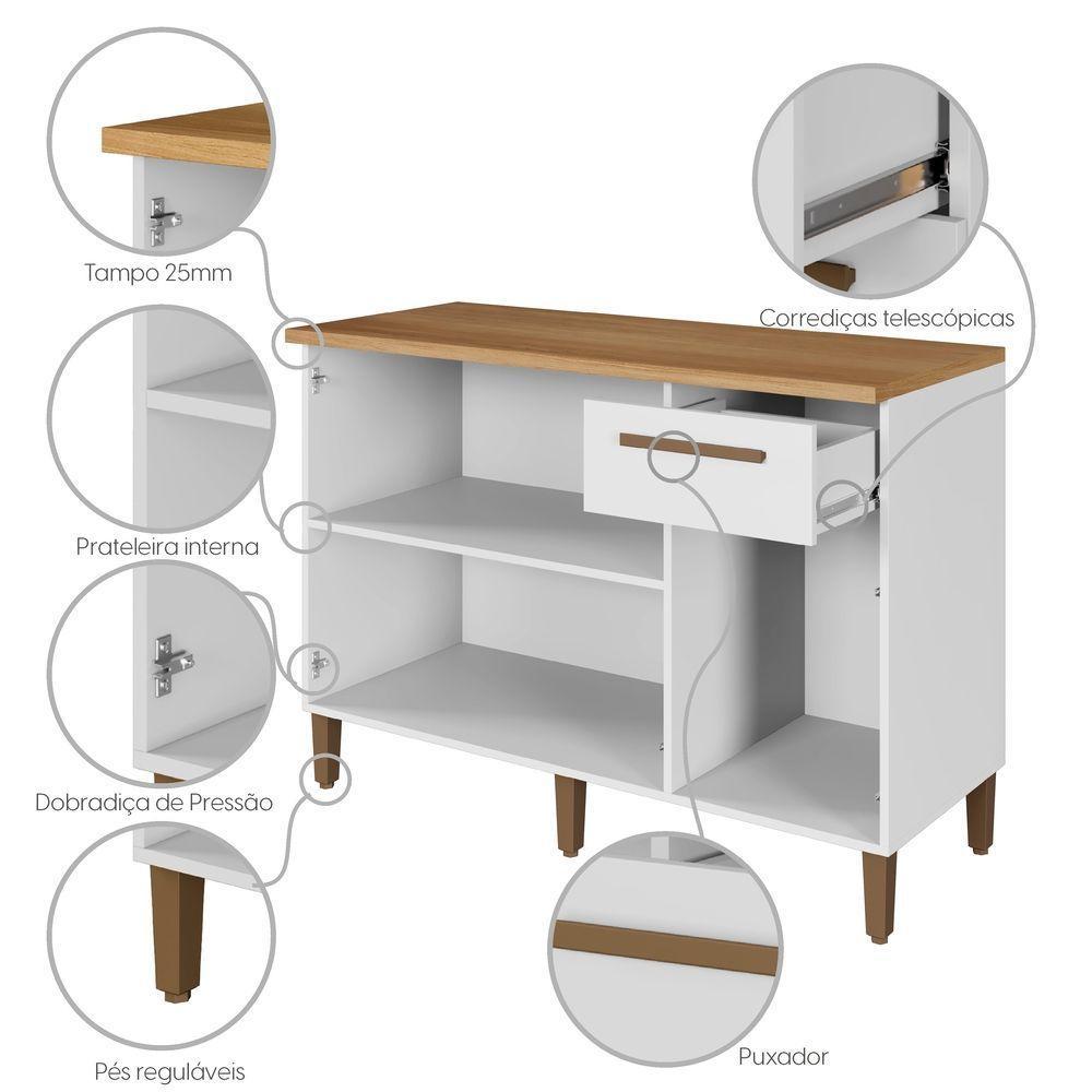 Balcão Clássico Master Arte Moveis Branco - 3