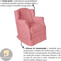 Poltrona Amamentação Com Balanço E Puff Luxo Suede Manuela Cor:rosê - 2