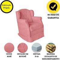 Poltrona Amamentação Com Balanço E Puff Luxo Suede Manuela Cor:rosê - 6