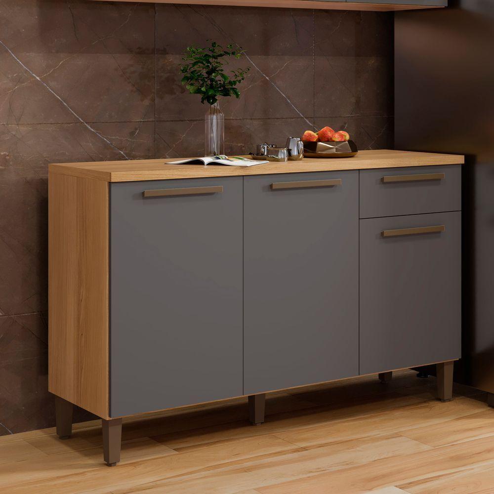 Balcão Titanium 3 Portas Arte Móveis Cinamomo-grafite - 9