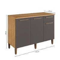 Balcão Titanium 3 Portas Arte Móveis Cinamomo-grafite - 7