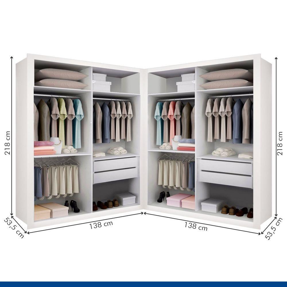 Closet Casal Sem Portas 4 Gavetas Júlia Duo Minastex Branco - 2