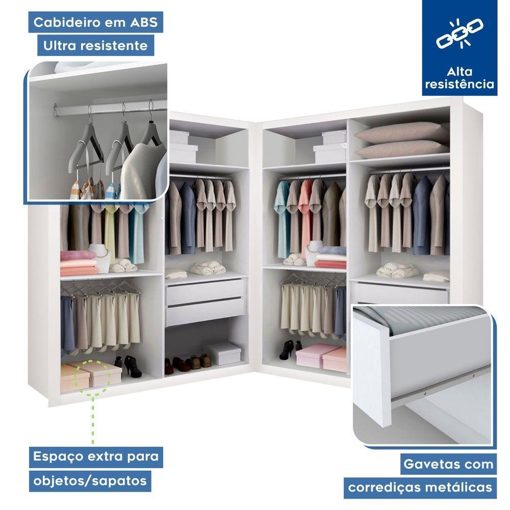 Closet Casal Sem Portas 4 Gavetas Júlia Duo Minastex Branco - 4
