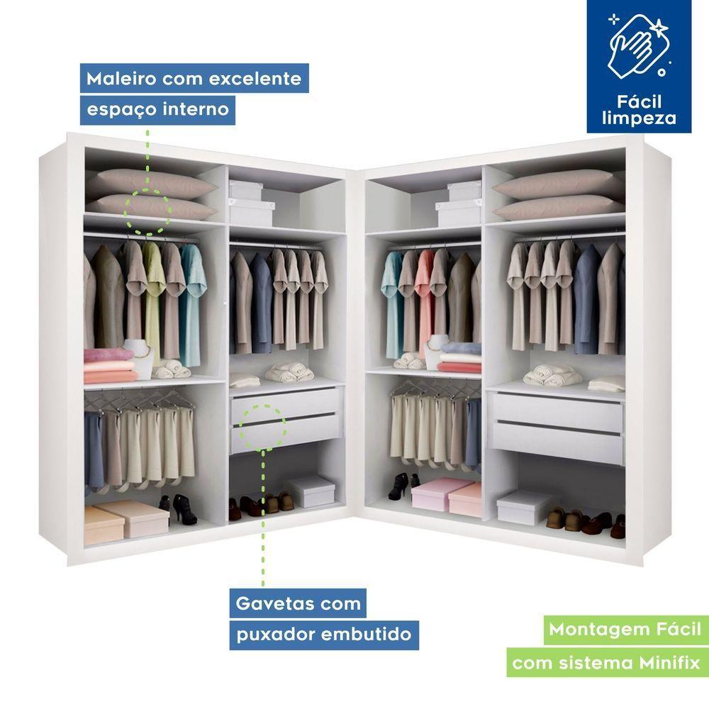 Closet Casal Sem Portas 4 Gavetas Júlia Duo Minastex Branco - 5