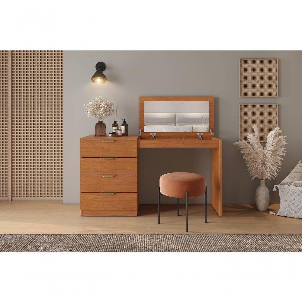 Escrivaninha Penteadeira Camarim Princess Com Porta Joias Mavaular Naturale - 3