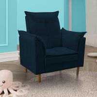 Poltrona De Amamentação Celine Com Puff Suede Azul Marinho - 3