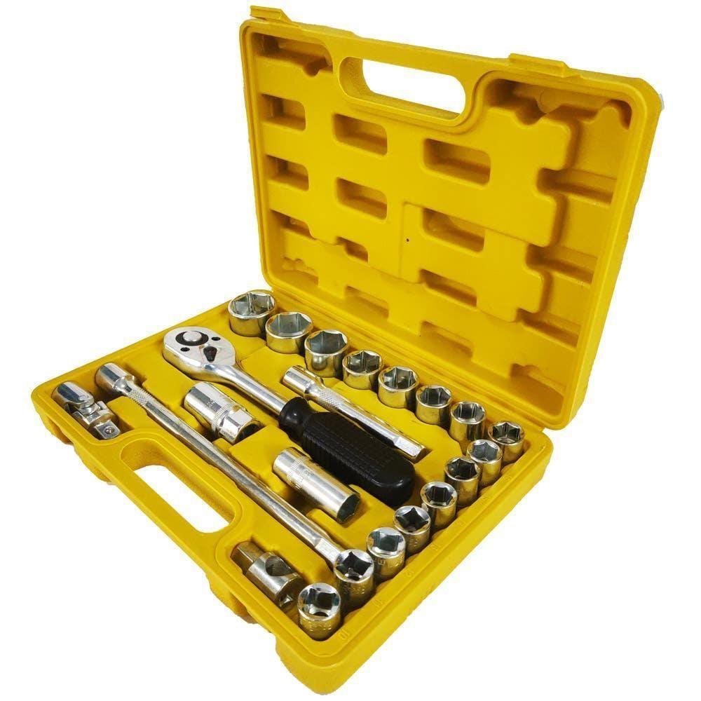 Jogo De Soquetes 1-2 Pol Com 22 Peças De 10 A 32 Mm E Maleta Evjs22m Evald - 3