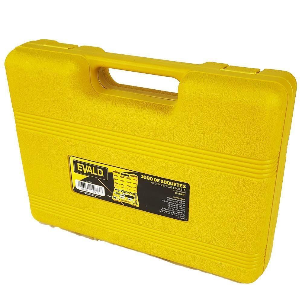 Jogo De Soquetes 1-2 Pol Com 22 Peças De 10 A 32 Mm E Maleta Evjs22m Evald - 6