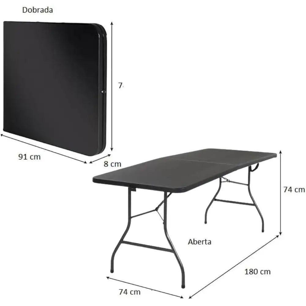 Mesa Dobrável Vira Maleta Com Alça 180 × 74 Cm Portátil Até 150 Kg Zelt - 9