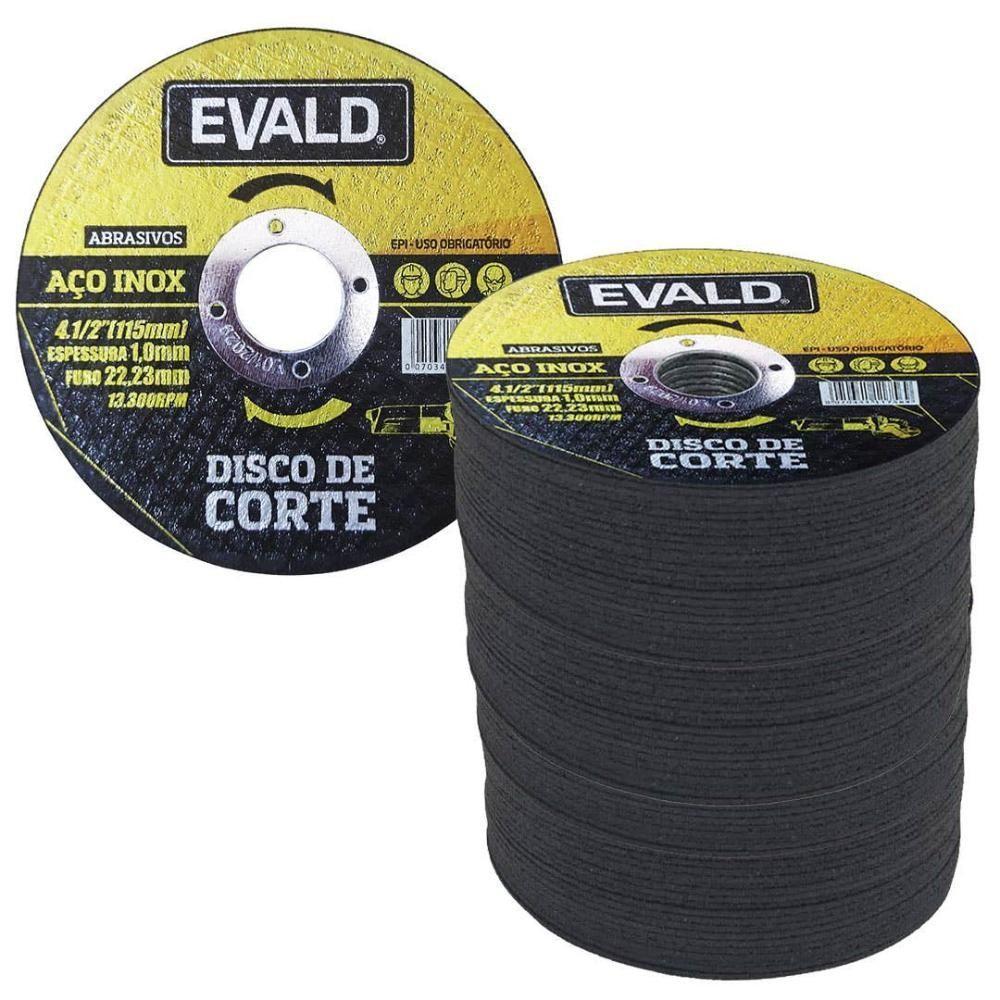 Disco De Corte 4.1-2 Pol 115 Mm Aço Inox Kit 100 Unidades Evald - 1