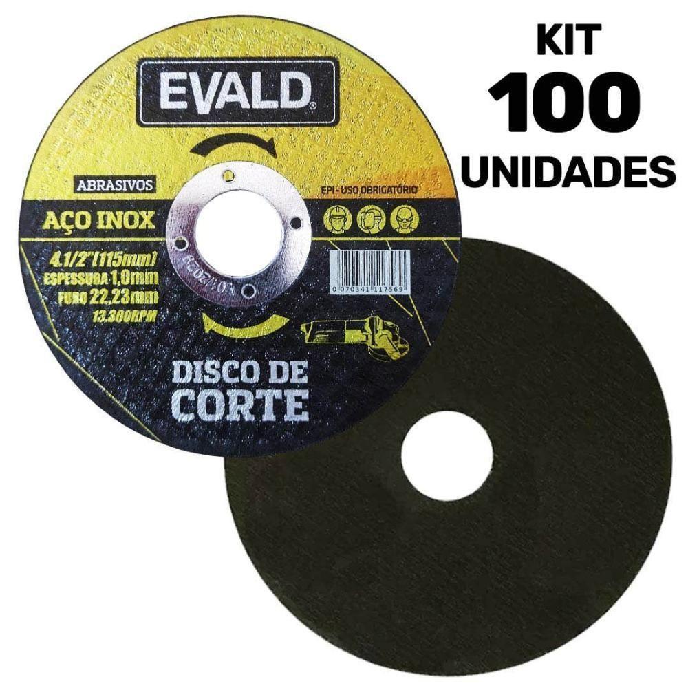 Disco De Corte 4.1-2 Pol 115 Mm Aço Inox Kit 100 Unidades Evald - 2