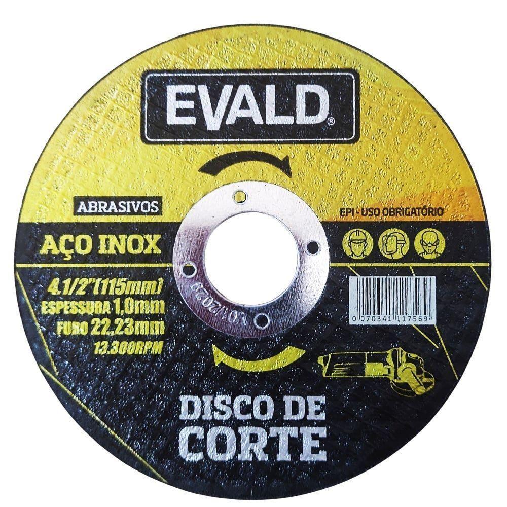 Disco De Corte 4.1-2 Pol 115 Mm Aço Inox Kit 100 Unidades Evald - 4