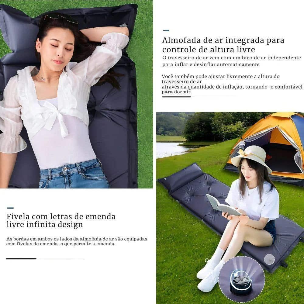 Colchonete Trekking Azul 183x57x2,5 Cm Autoinflável Com Travesseiro Inflável Zelt - 5