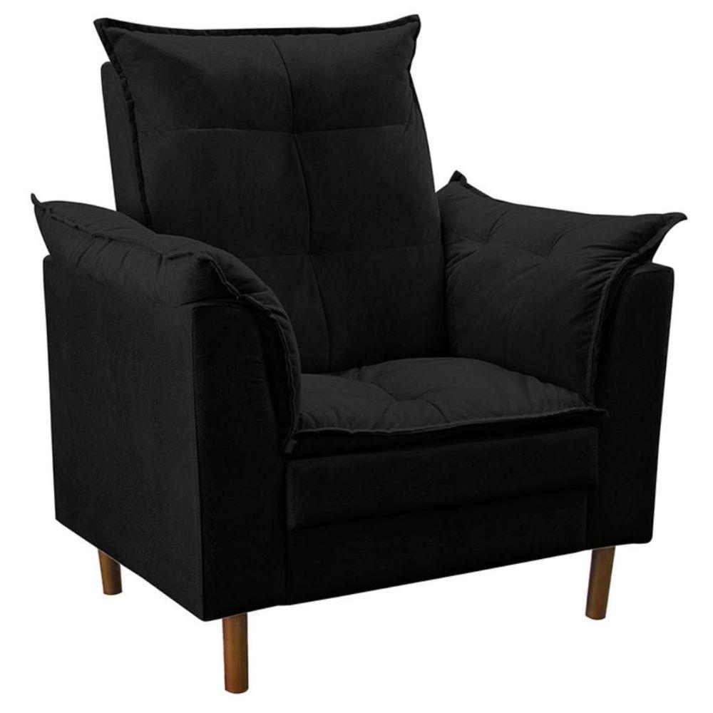 Poltrona De Amamentação Loana Com Puff Suede Preto - 3