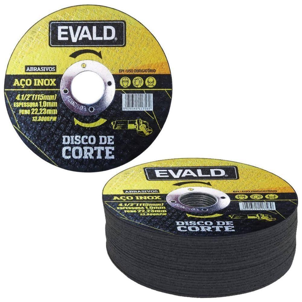Disco De Corte 4.1-2 Pol 115 Mm Aço Inox Kit 25 Unidades Evald - 1
