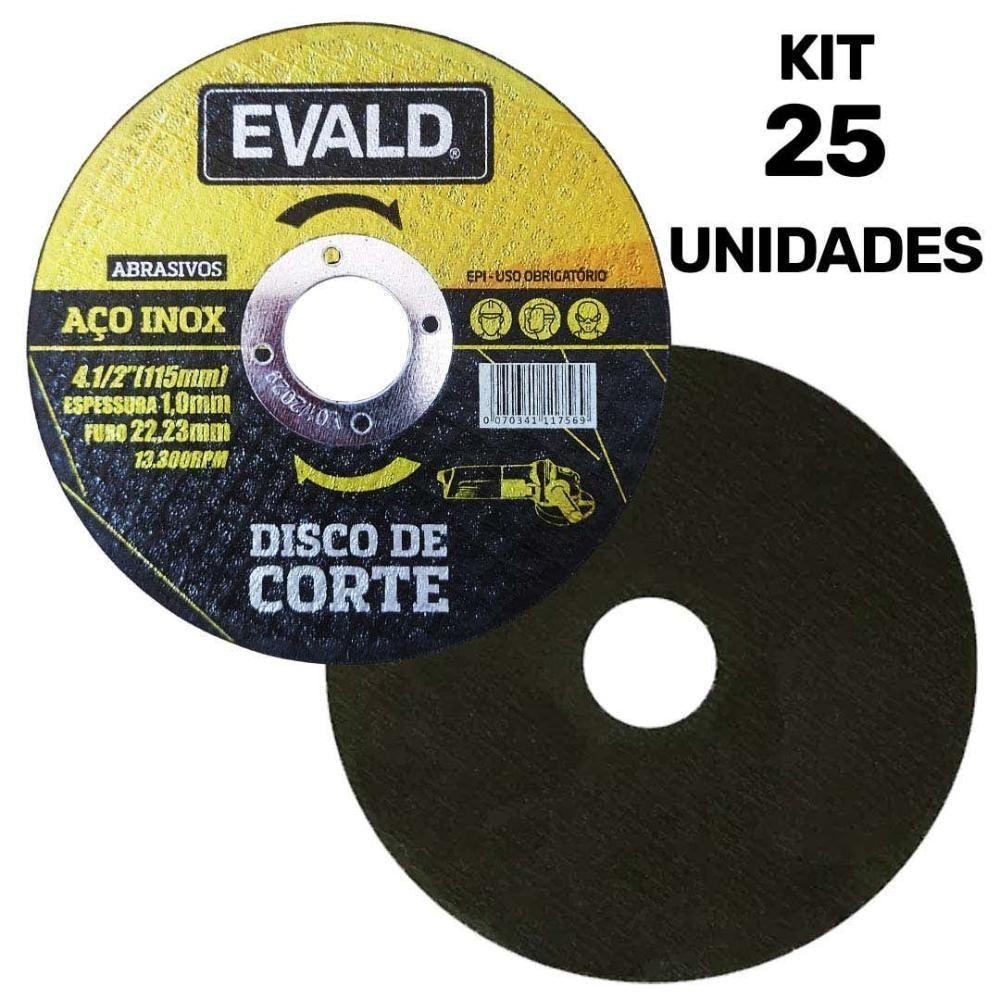 Disco De Corte 4.1-2 Pol 115 Mm Aço Inox Kit 25 Unidades Evald - 2