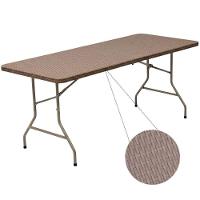 Mesa Dobrável Vira Maleta 180 X 74 Cm Portátil Até 150 Kg Rattan Zelt - 1