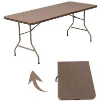 Mesa Dobrável Vira Maleta 180 X 74 Cm Portátil Até 150 Kg Rattan Zelt - 3