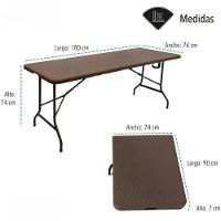 Mesa Dobrável Vira Maleta 180 X 74 Cm Portátil Até 150 Kg Rattan Zelt - 5
