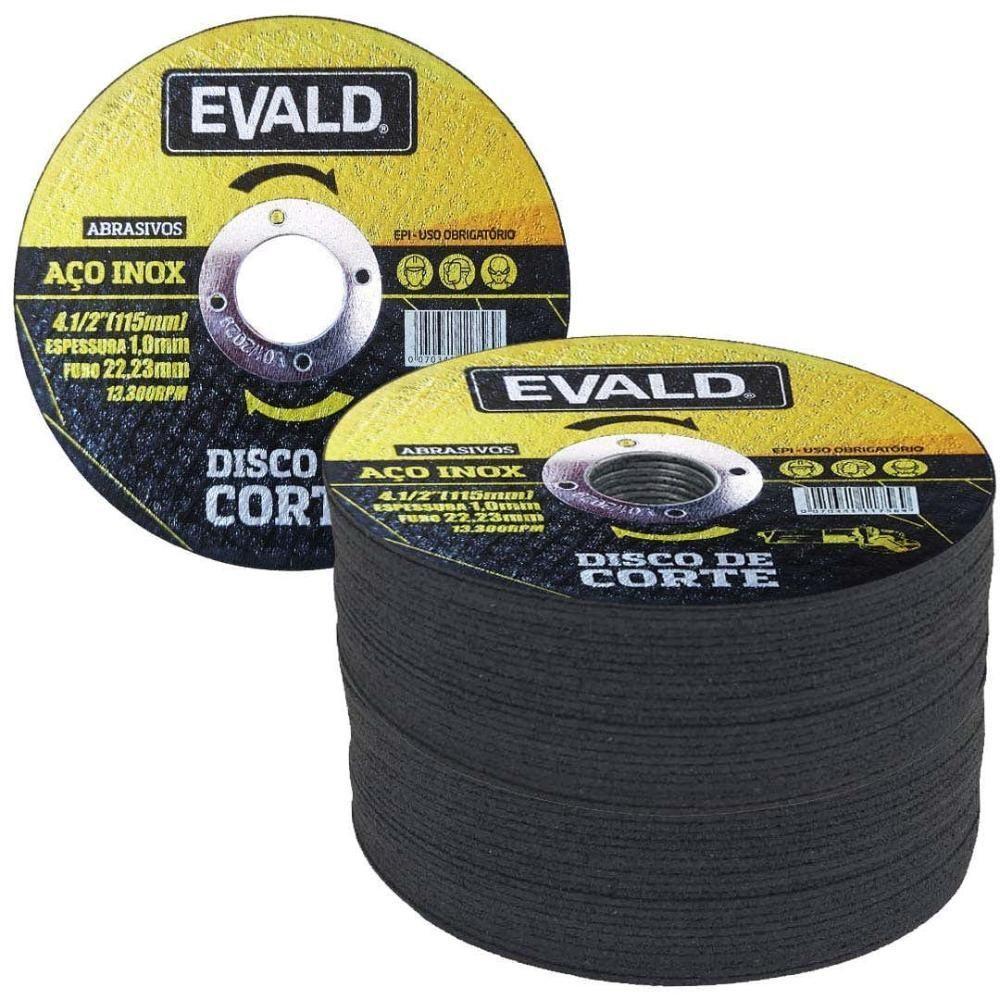Disco De Corte 4.1-2 Pol 115 Mm Aço Inox Kit 50 Unidades Evald - 1