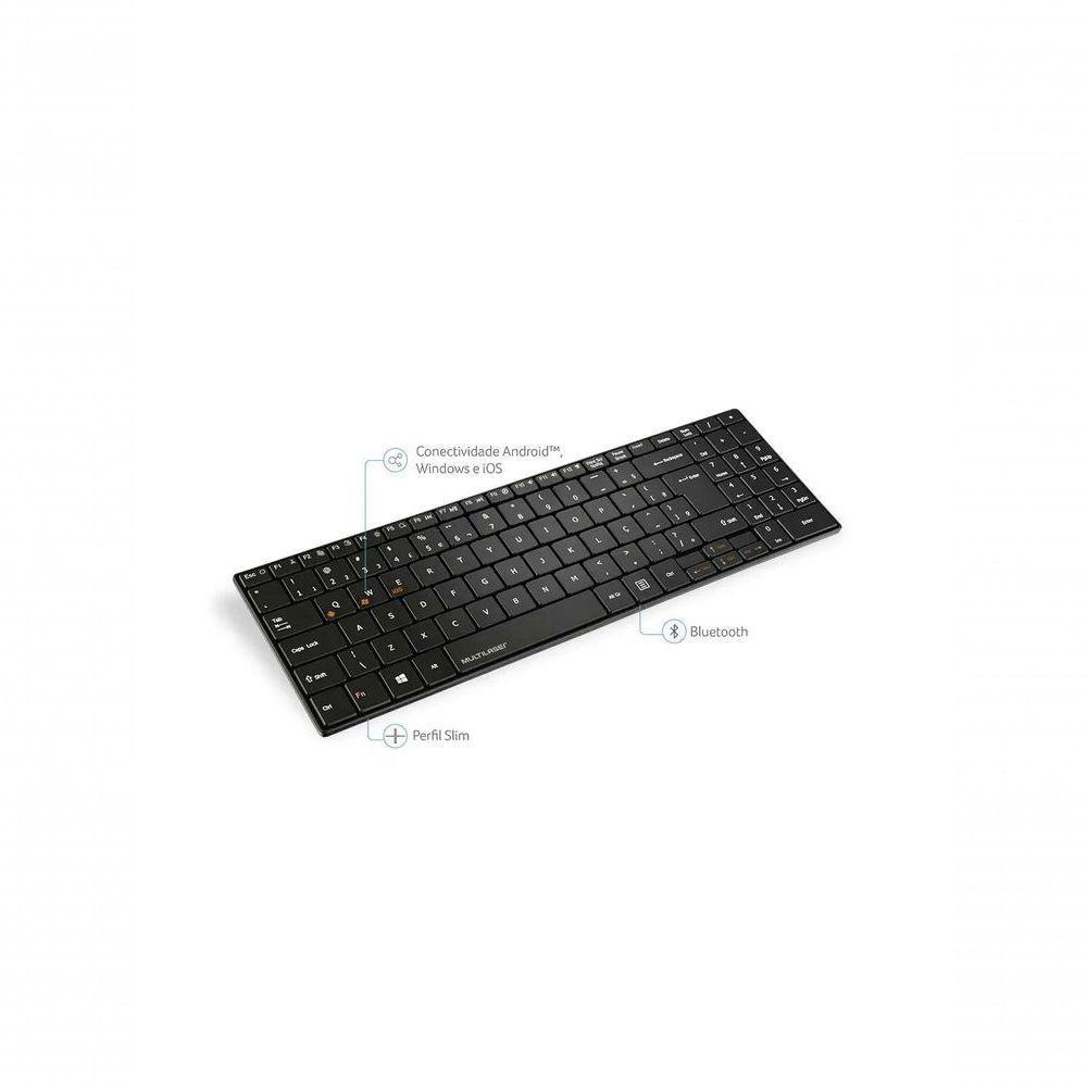 Teclado Sem Fio Design Slim Conexao Bluetooth 12 Teclas Multimidia Preto Tc220 - 2