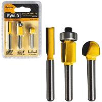 Jogo De Fresas Tupia Para Madeira Haste 6 Mm Kit 3 Peças Evjf-03 Evald - 1