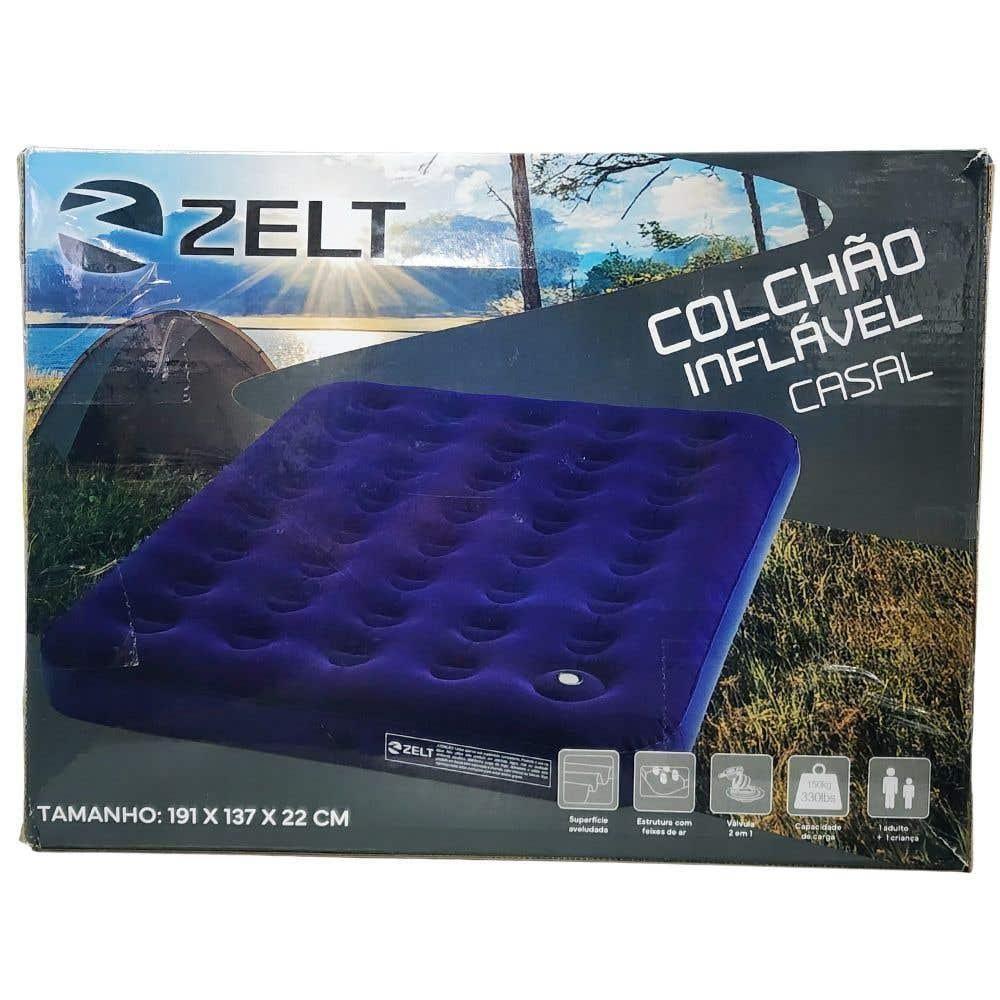 Colchão Inflável Multiuso Casal Com Inflador Mecânico De Pé 191x137x22 Cm Zelt - 5