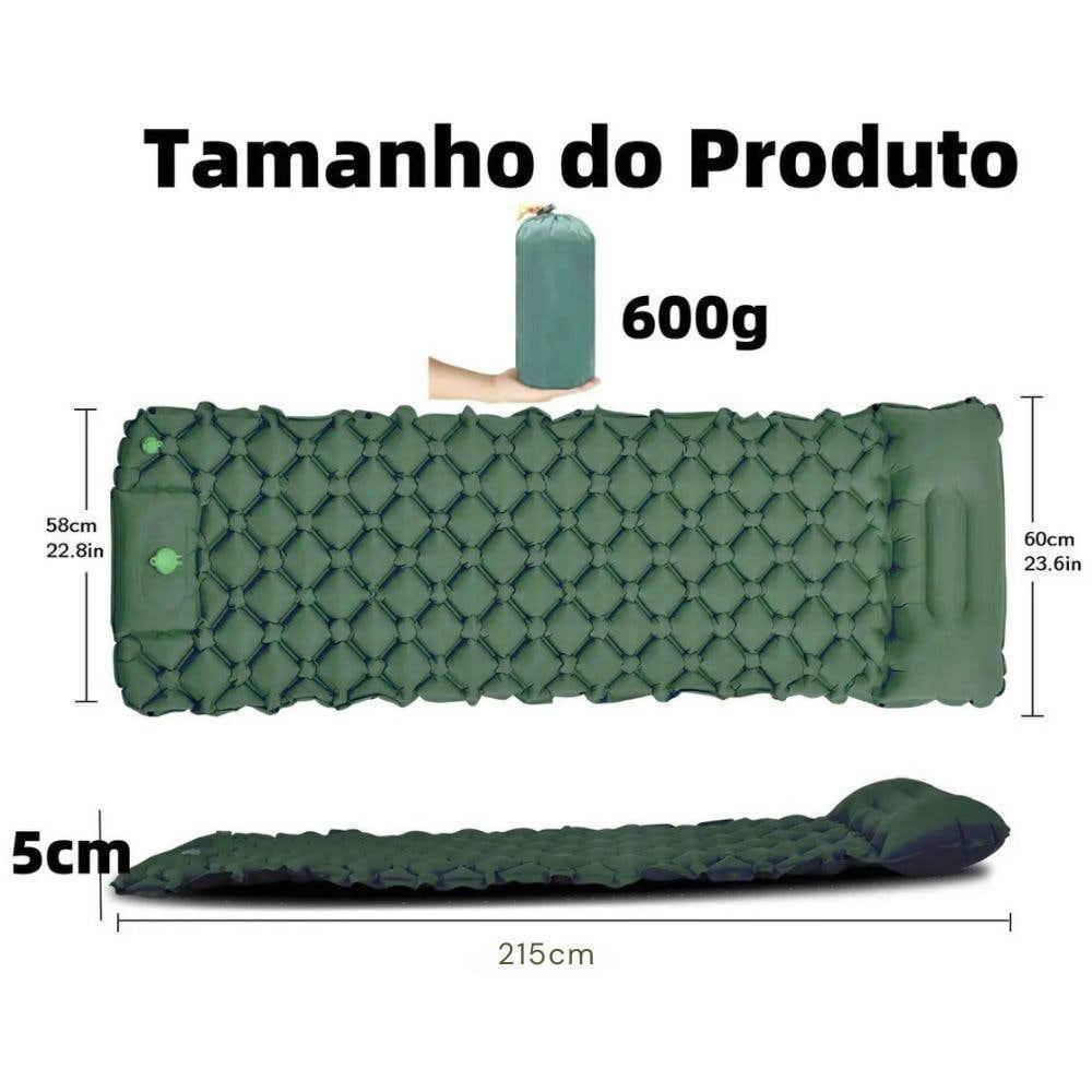 Colchão Inflável Automático Trekking Solteiro Em Nylon 215x58x6 Cm Zelt - 3
