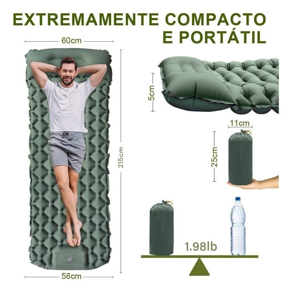 Colchão Inflável Automático Trekking Solteiro Em Nylon 215x58x6 Cm Zelt - 8