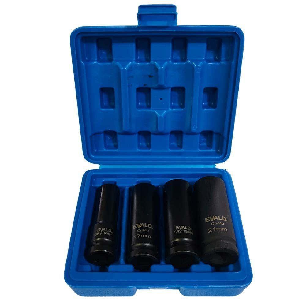 Jogo Soquetes Longos De Impacto 1-2 Pol De 14 A 21 Mm Kit 4 Peças Evsli-4 Evald - 2