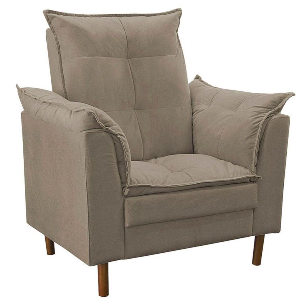 Poltrona De Amamentação Celine Com Puff Suede Bege Escuro - 10