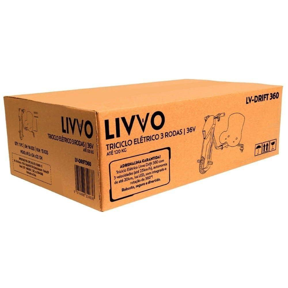 Triciclo Patinete Elétrico 250w 36v Brushless 20km-h 8pol Até 120kg Livvo - 6