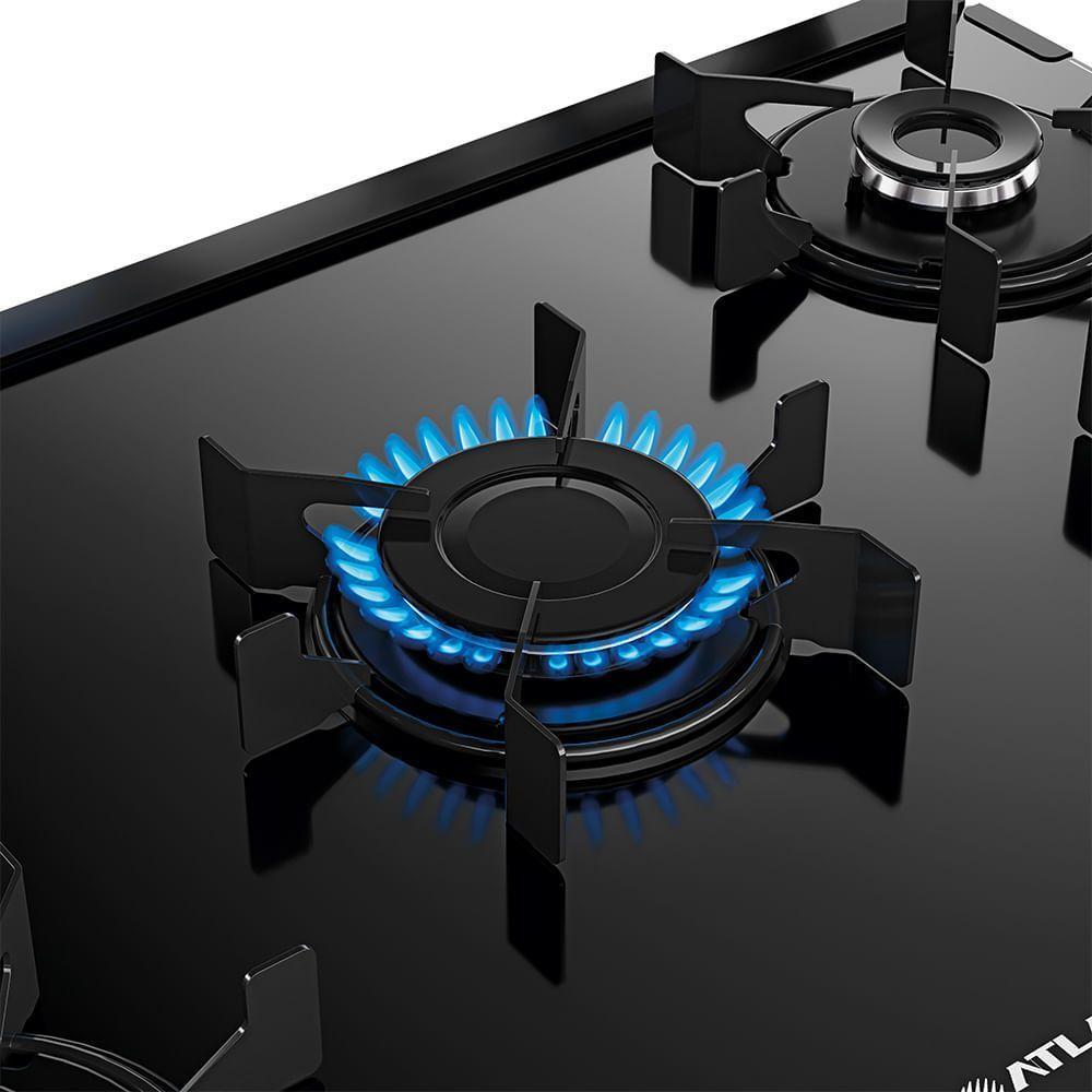 Fogão De Piso Atlas 5 Bocas Monaco Top Glass Mesa De Vidro Preto Bivolt - 6
