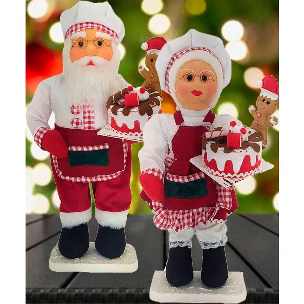 Dupla Bonecos Natalino Mamãe E Papai Noel Confeiteiros 50cm - 4