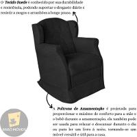 Poltrona Amamentação Com Balanço E Puff Luxo Suede Manuela Cor:preto - 6